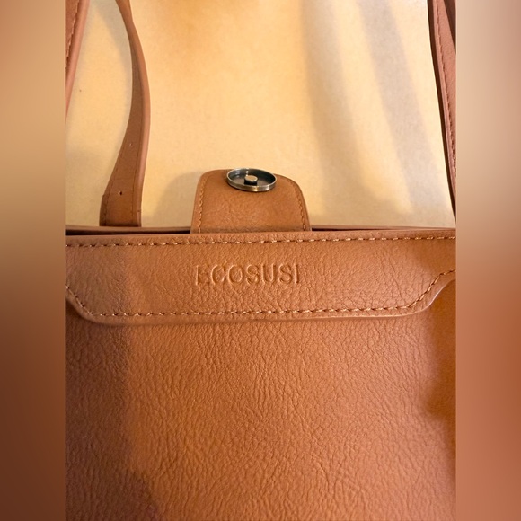 Elegant Tan Faux Leather Tote Bag - Picture 6 of 9